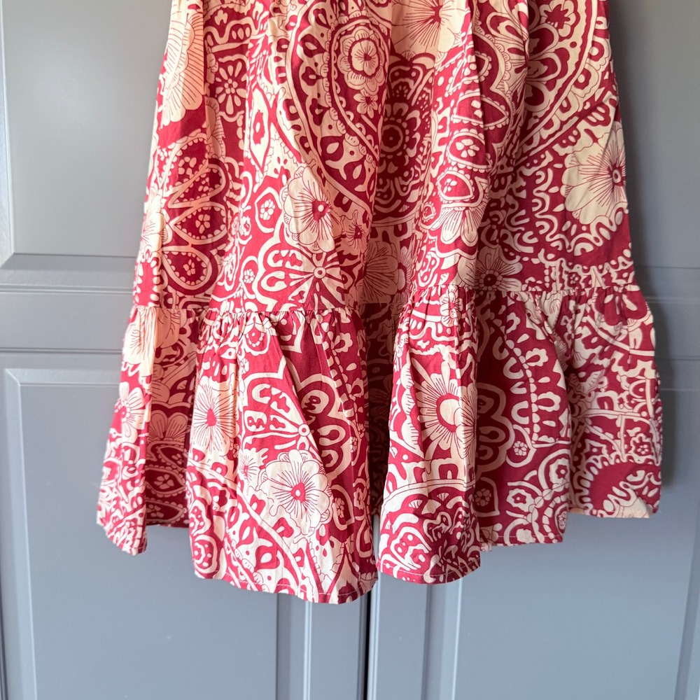 Pinch Red and Cream Paisley Ruffle Mini Dress - Picture 8 of 11